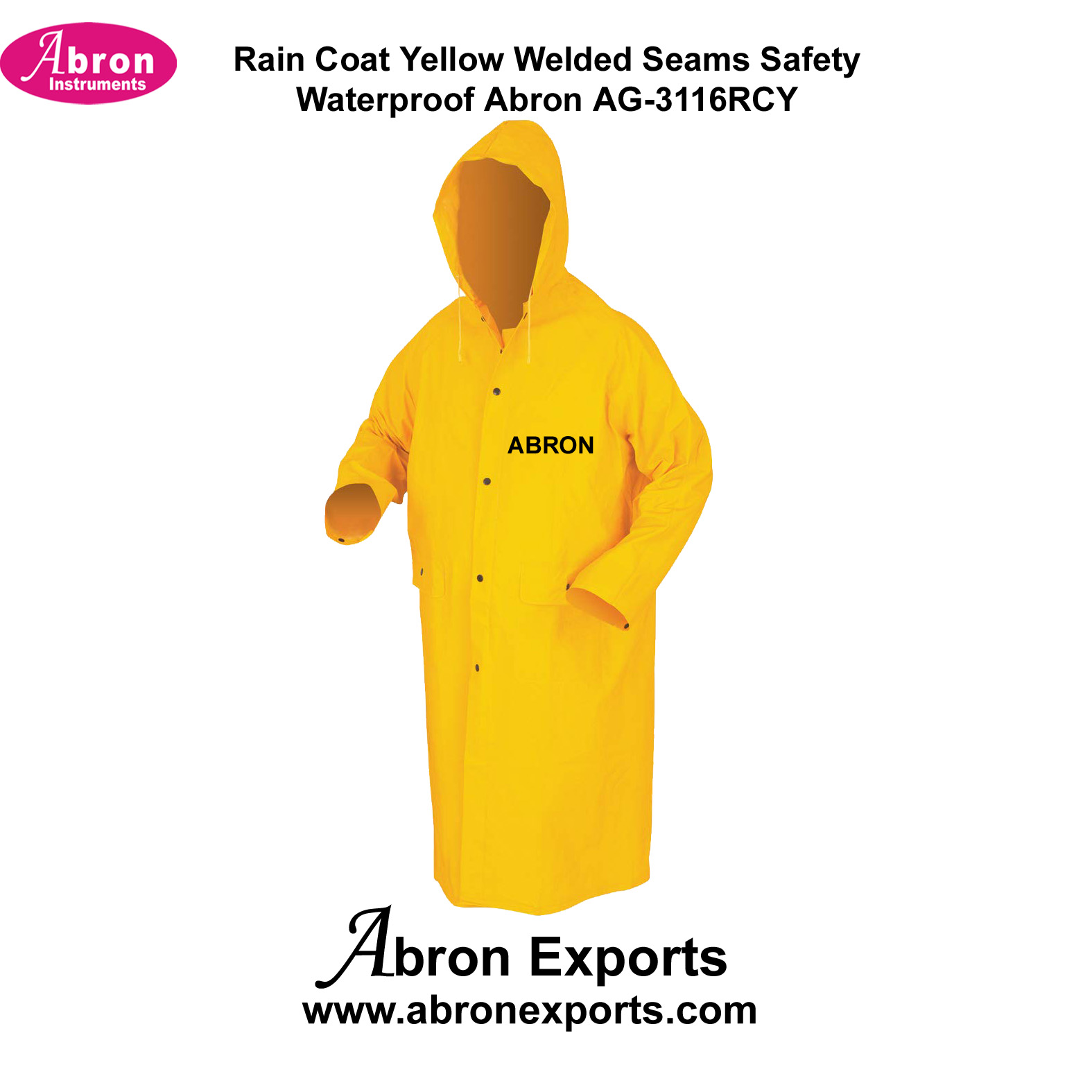 Rain Coat Yellow Welded Seams Safety Waterproof Abron AG-3116RCY 